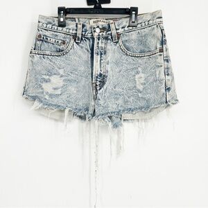 Levi's vintage 505 Regular fit American flag cut off Jean denim shorts size 31”